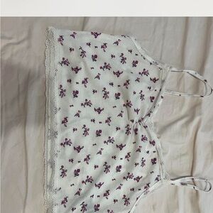 Floral Lace Trim Crop Top